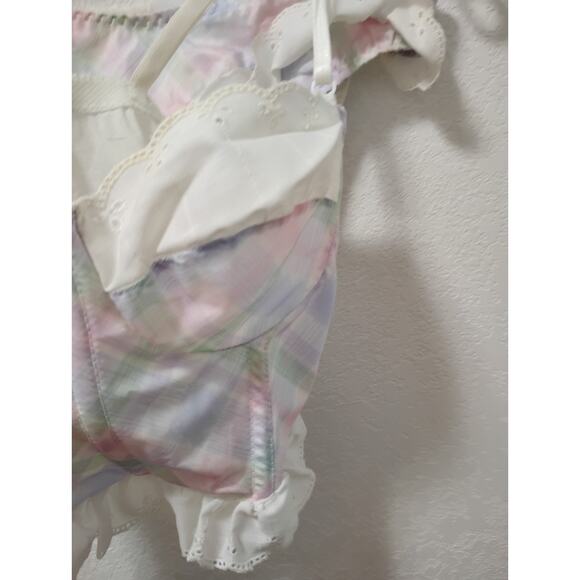 Sabrina By Mervene Ok Intimates 90' Corset Set Multicolor Gingham L/M - Picture 4 of 15